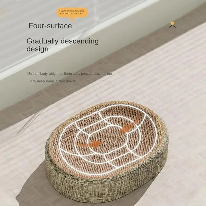 2In1 Oval Sisal Cat Scratcher Bed Wear-Resistant Cat Nest Furniture Protection Grinding Claw Toy