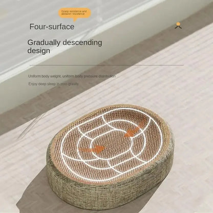 2In1 Oval Sisal Cat Scratcher Bed Wear-Resistant Cat Nest Furniture Protection Grinding Claw Toy