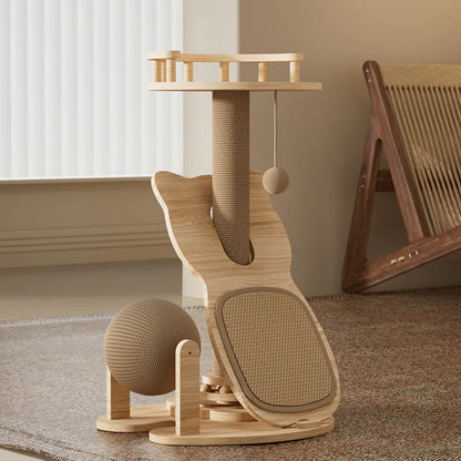 Large Durable Cat Tree House with Scratching Post, Sisal, Interactive Toys, and Climbing Frame