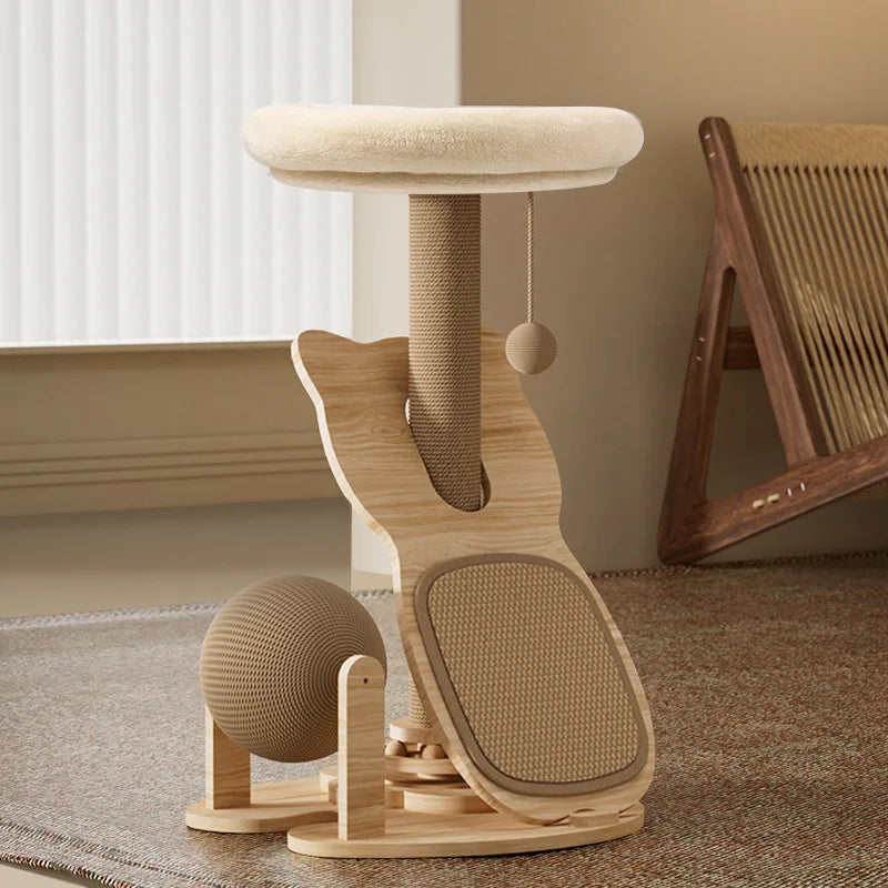 Large Durable Cat Tree House with Scratching Post, Sisal, Interactive Toys, and Climbing Frame