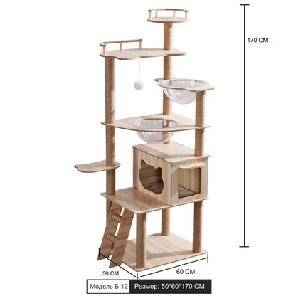 JIABINFU Cat Tree Sisal Rope Cat Tower Cat Scrapers Scratching Post for Cats Toys,Grinding Paws Multi-Level Cat Climbing Frame