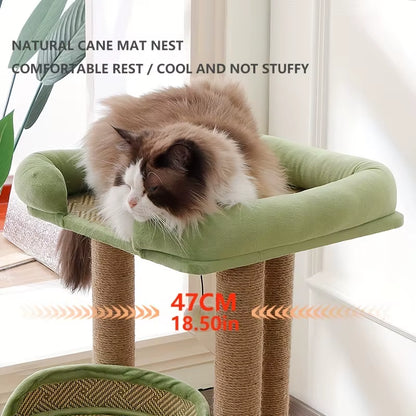 2-Tier Luxury Cat Tree with Sisal Scratching Posts, Multi-Level Cat Tower with Plush Perches & Hanging Toys, Durable Activity