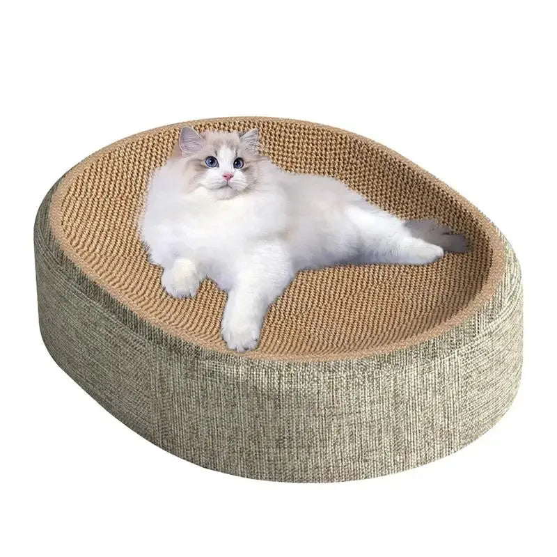 2In1 Oval Sisal Cat Scratcher Bed Wear-Resistant Cat Nest Furniture Protection Grinding Claw Toy