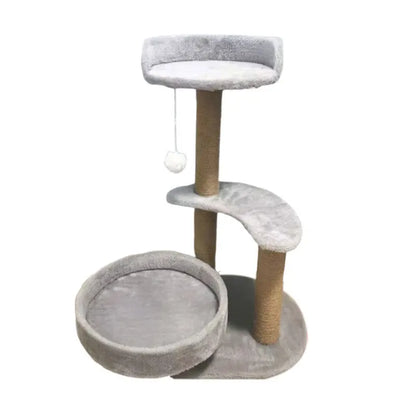 Hemp Rope 3-Tier Cat Tree Villa All-In-One Large Cat Condo with Scratching Post & Jumping Platform Cat Scratcher Board & Toy