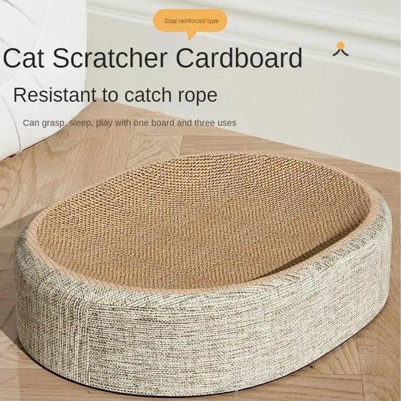 2In1 Oval Sisal Cat Scratcher Bed Wear-Resistant Cat Nest Furniture Protection Grinding Claw Toy