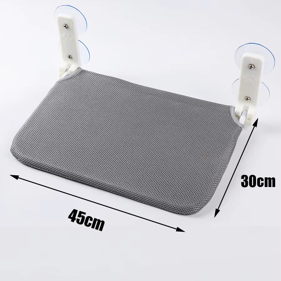 Assembly Free Folding Cat Hammock Plush Mesh Cat Window Wall Jumping Platform Double Suction Cup Cat Hammock