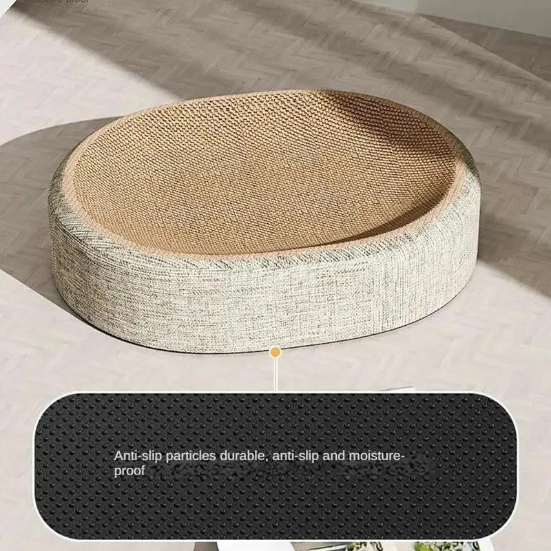 2In1 Oval Sisal Cat Scratcher Bed Wear-Resistant Cat Nest Furniture Protection Grinding Claw Toy