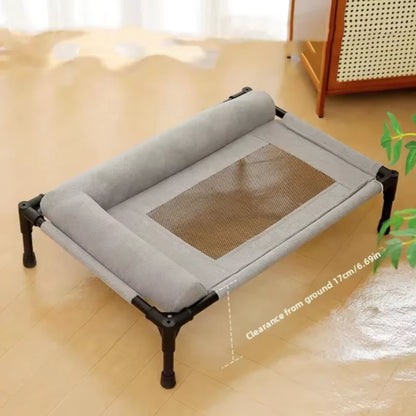 Cooling Dog Cot Bed with Pillow Breathable Mesh Washable Pet Furniture for Outdoor Indoor Camping Patio Sunbathing