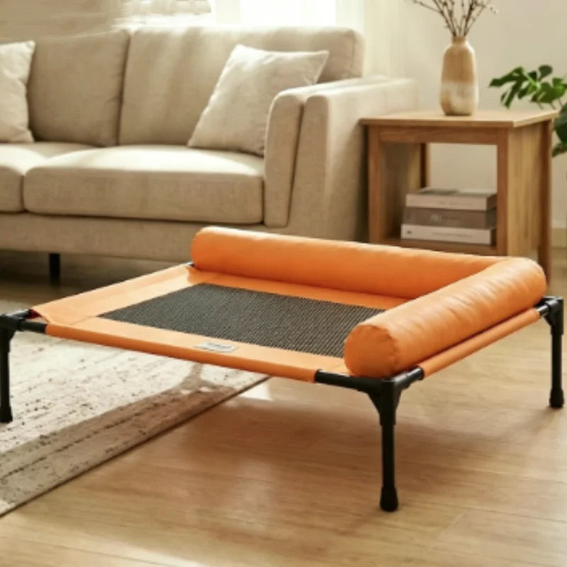 Cooling Dog Cot Bed with Pillow Breathable Mesh Washable Pet Furniture for Outdoor Indoor Camping Patio Sunbathing