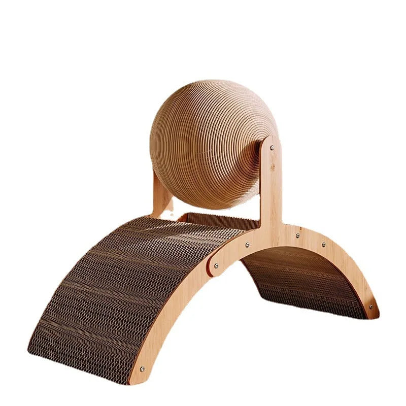Wooden Cat Scratching Ball 2 in 1 Cat Scratcher Sisal Scratch Board Wear-Resistant Grinding Paw Toy Solid Wood Scraper for Cats
