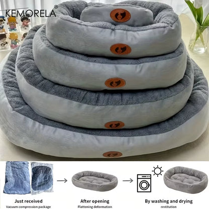 Cozy Oval Snuggle Pet Bed, Plush & Thickened Cat Bed Warm and Secure Bed for Cats and Small Medium Dogs, All Seasons