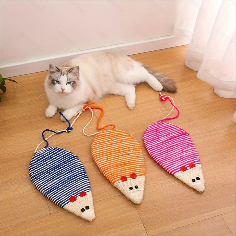 Colorful Cat Scratch Post with Funny Imitation Mouse Design Creative Claw Grinding Board for Indoor Cats Space-Saving Pet Toy