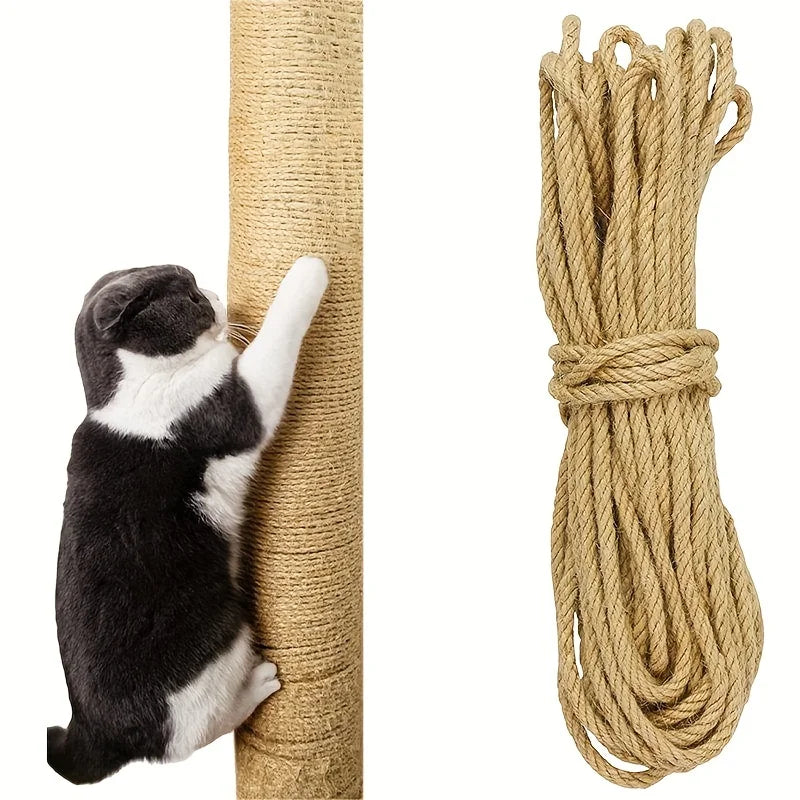 33/66/164Ft Natural Sisal Rope Cat Scratcher Rope Tree Scratching DIY Toy Paw Claw Furniture Protector Scratching Post