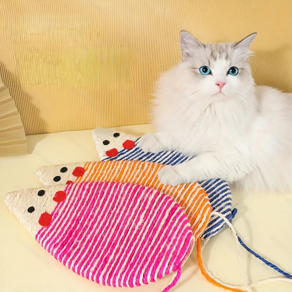 Colorful Cat Scratch Post with Funny Imitation Mouse Design Creative Claw Grinding Board for Indoor Cats Space-Saving Pet Toy